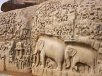 Das berühmte Felsenrelief von Mamallapuram